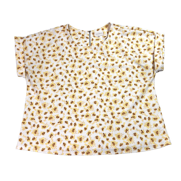 Melloday Blouse Top Women's Size XL Cuffed Short Sleeve Floral Boxy - Picture 1 of 9